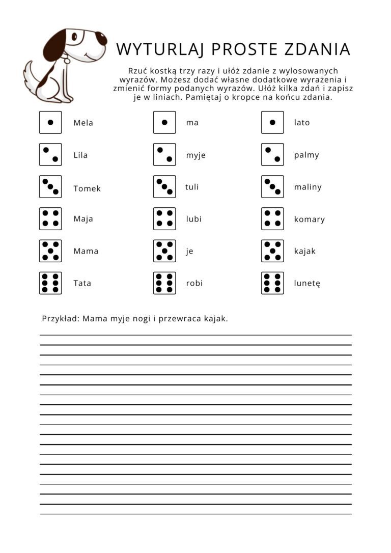 Karta pracy pdf na układanie zdań
